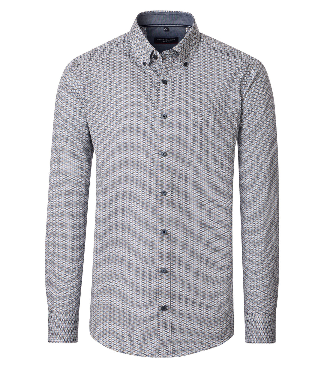 Casa Moda – Casual Fit – Green Milieu Print – Cotton Poplin Shirt
