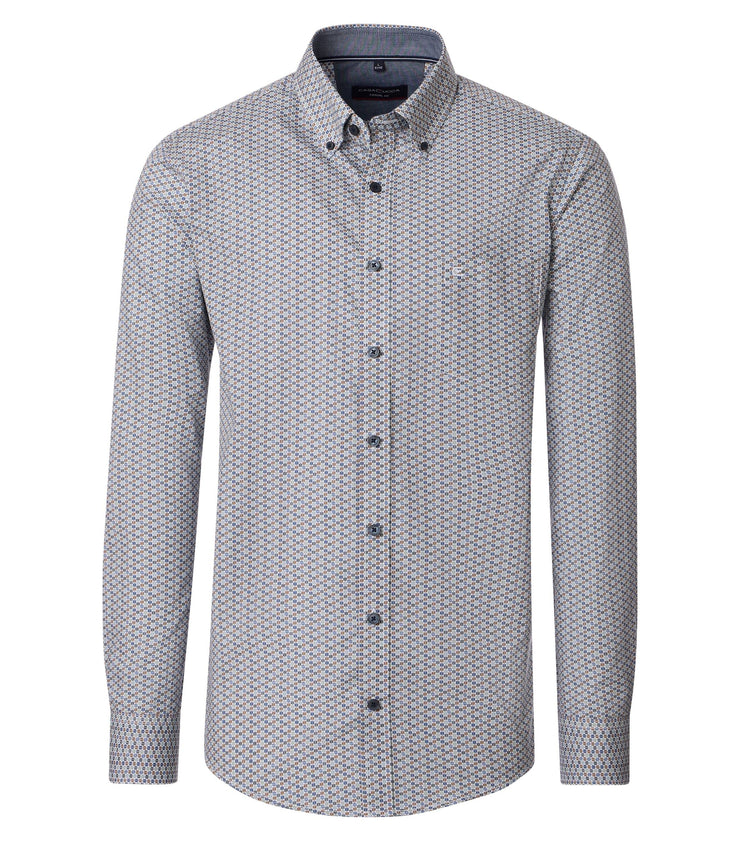 Casa Moda – Casual Fit – Green Milieu Print – Cotton Poplin Shirt