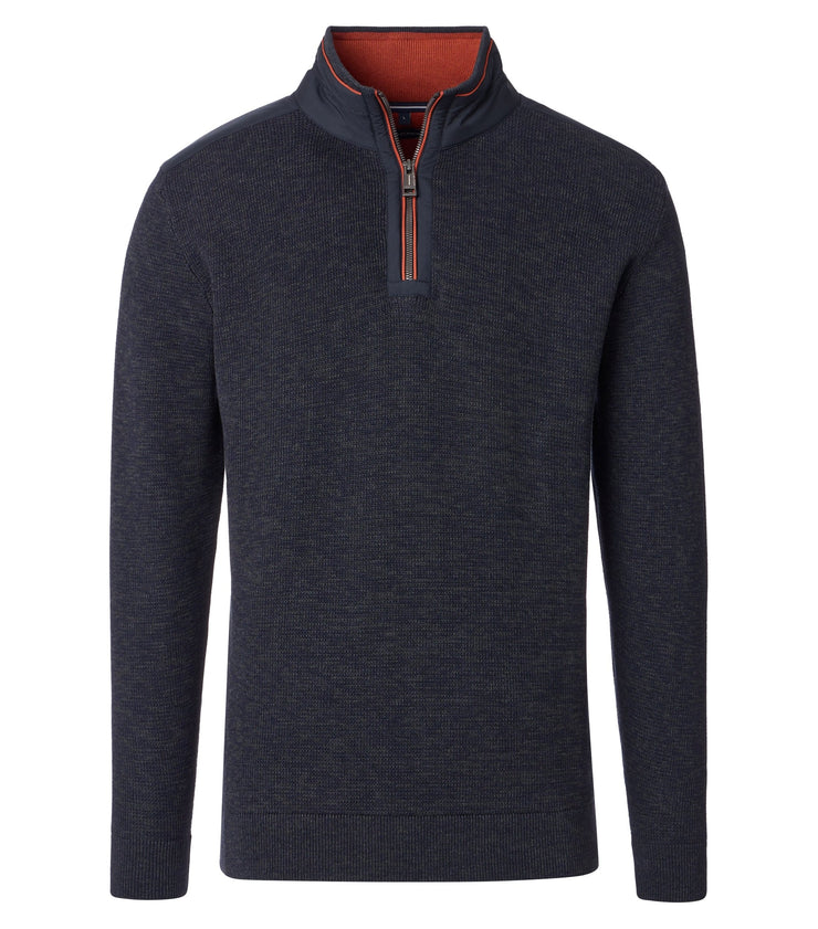 Casa Moda – Troyer – Regular Fit – Sky Captain (Navy) – Half-Zip Cotton Knit Sweater