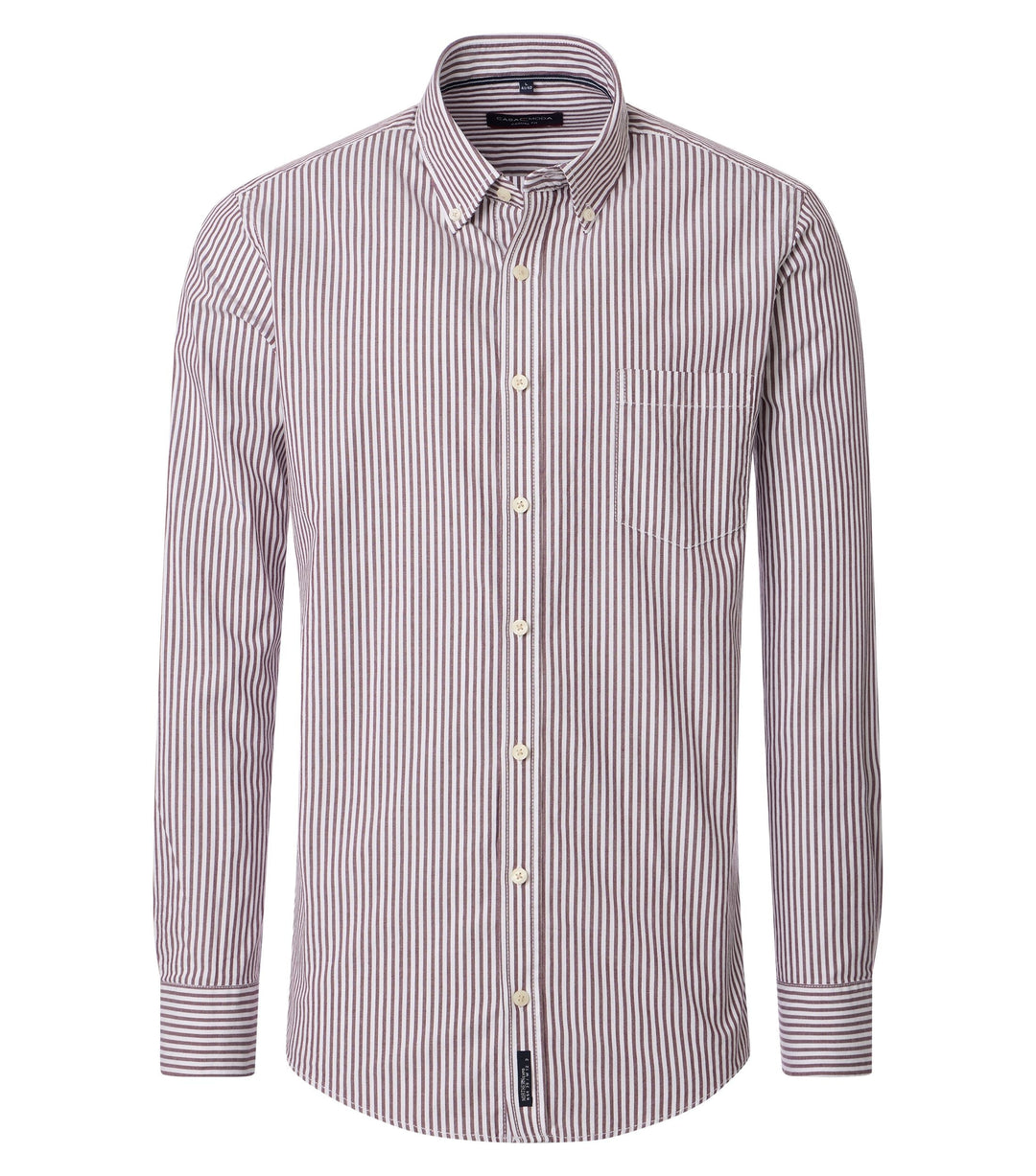 Casa Moda – Casual Fit – Red/White – Striped Oxford Shirt