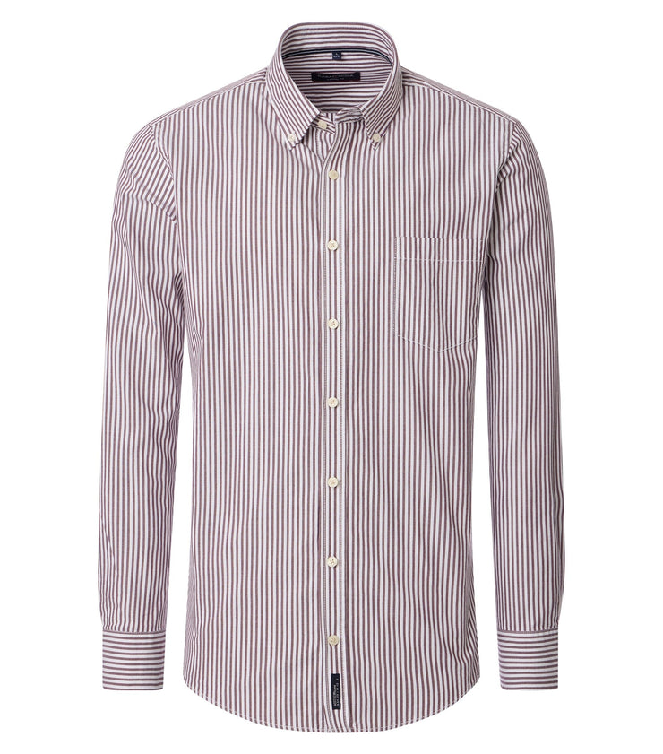 Casa Moda – Casual Fit – Red/White – Striped Oxford Shirt