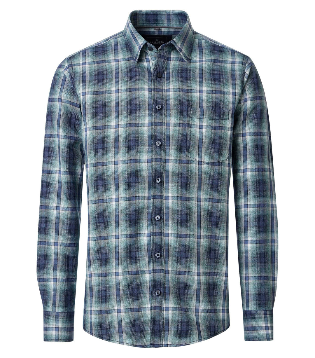 Casa Moda – Petrol - Check Long Sleeve Shirt