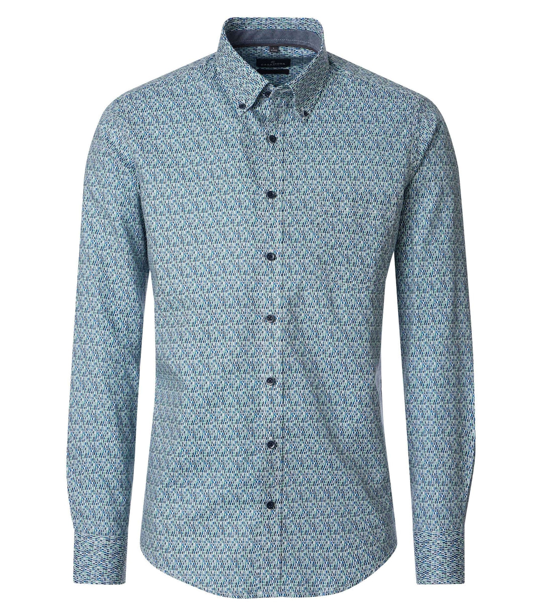 Casa Moda – Blue - Pattern Long Sleeve Shirt