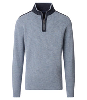Casa Moda – Troyer – Regular Fit – Troposphere (Blue)  – Half-Zip Cotton Knit Sweater