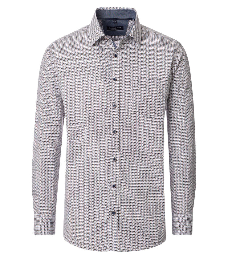 Casa Moda – Casual Fit – Chiseled Stone (Grey) – Printed Poplin Shirt