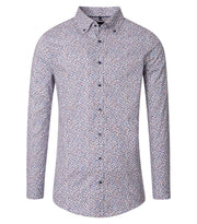 Venti – Body Fit – Brown – Printed Business Shirt