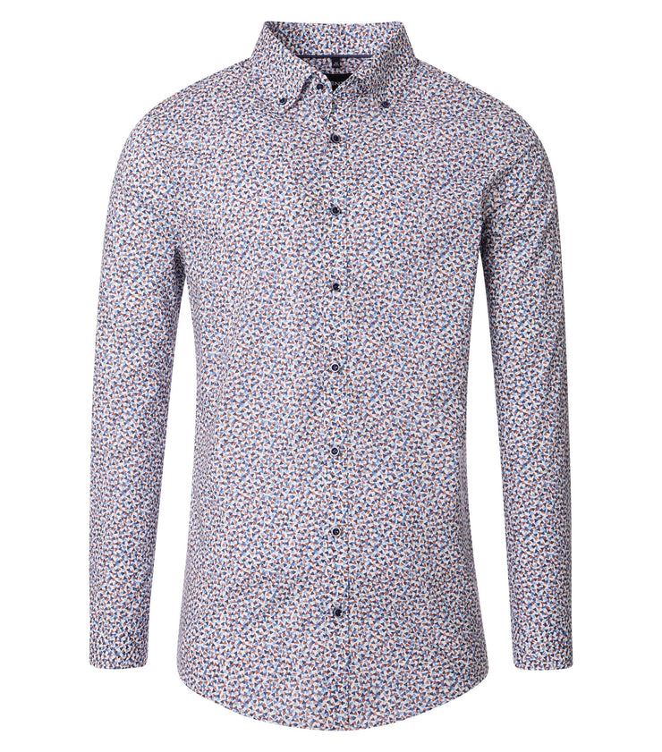 Venti – Body Fit – Brown – Printed Business Shirt