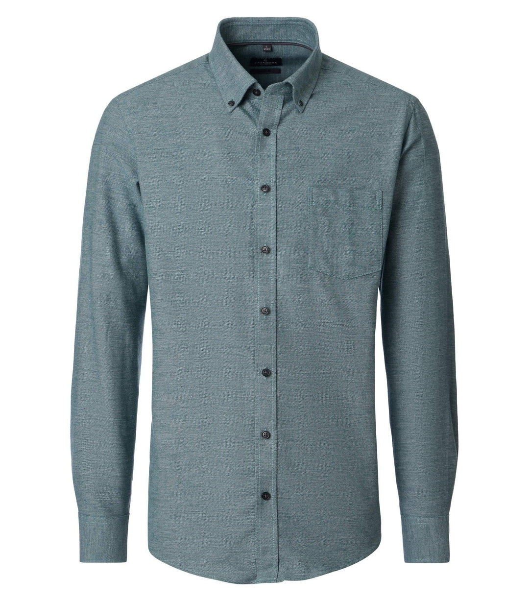Casa Moda – Green - Plain Long Sleeve Shirt