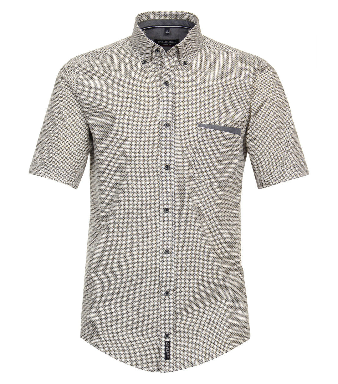 Casa Moda – Casual Fit Short Sleeve Printed Shirt – Anthracite