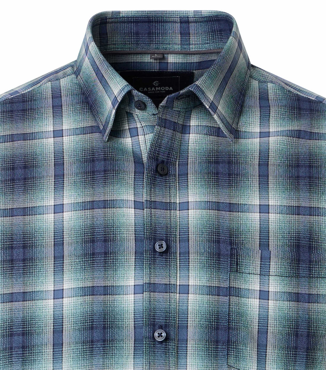 Casa Moda – Petrol - Check Long Sleeve Shirt