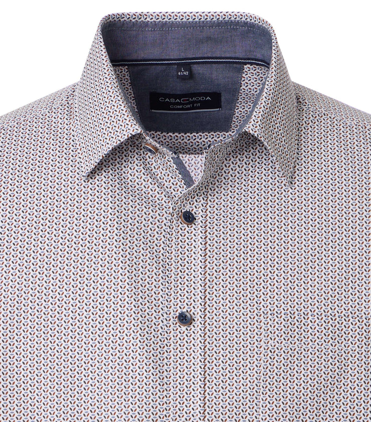 Casa Moda – Casual Fit – Chiseled Stone (Grey) – Printed Poplin Shirt