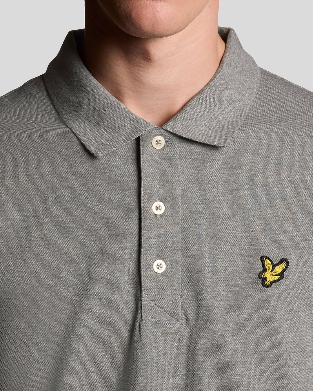 Cotton Polo Shirt – Mid Grey Marl