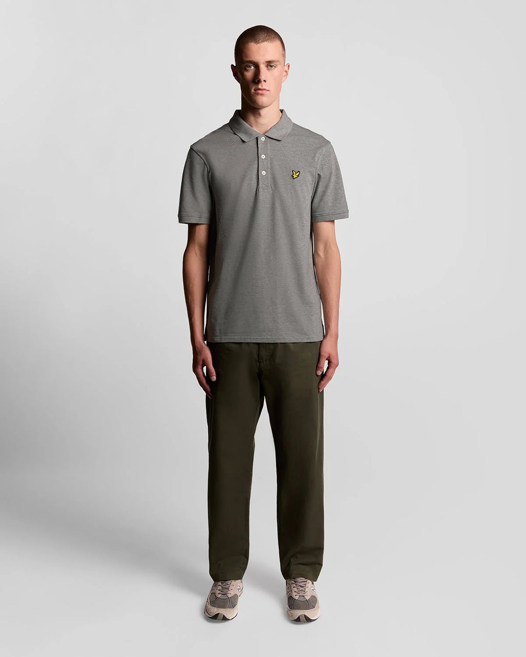 Cotton Polo Shirt – Mid Grey Marl