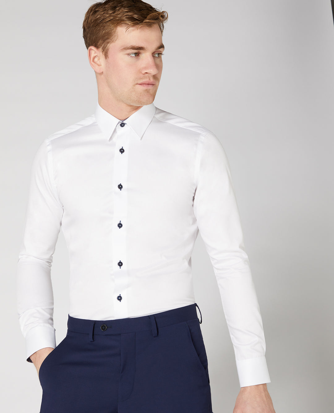 Remus Uomo White Rome Long Sleeve Formal Shirt