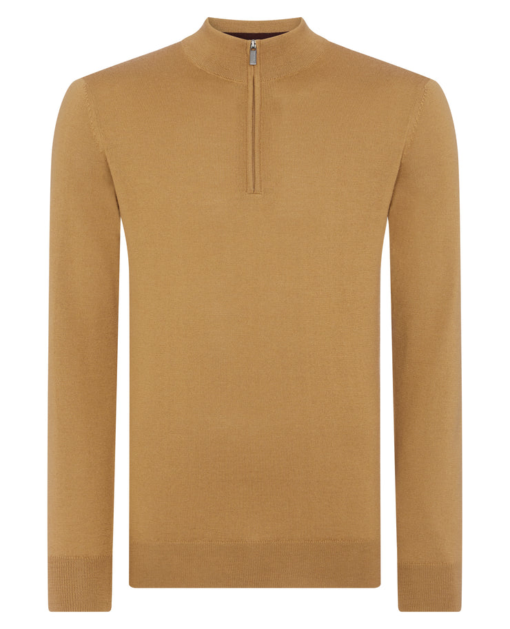 Remus Uomo 1/4 Zip Jumper Camel