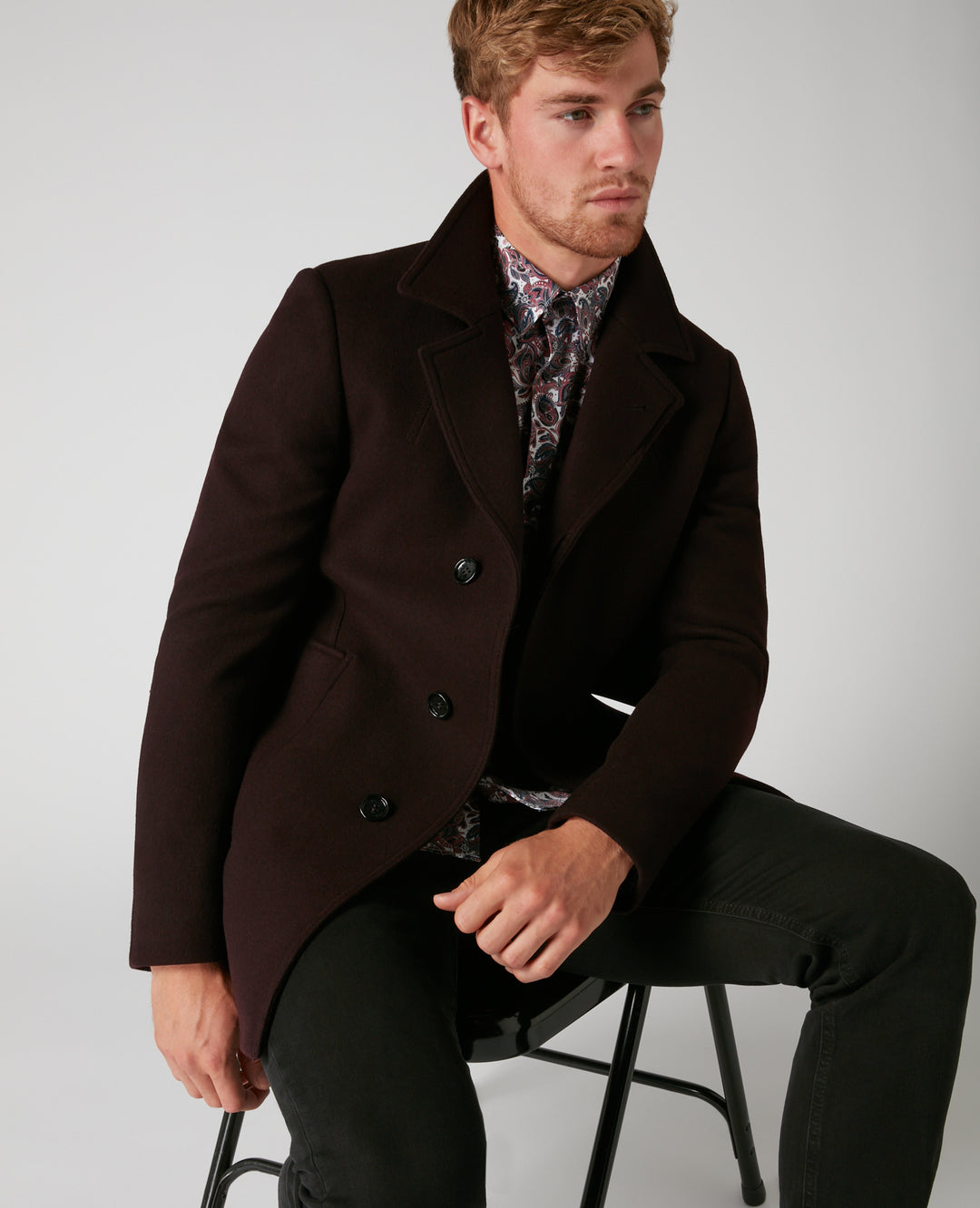 Remus Uomo Tapered Fit Overcoat Wine