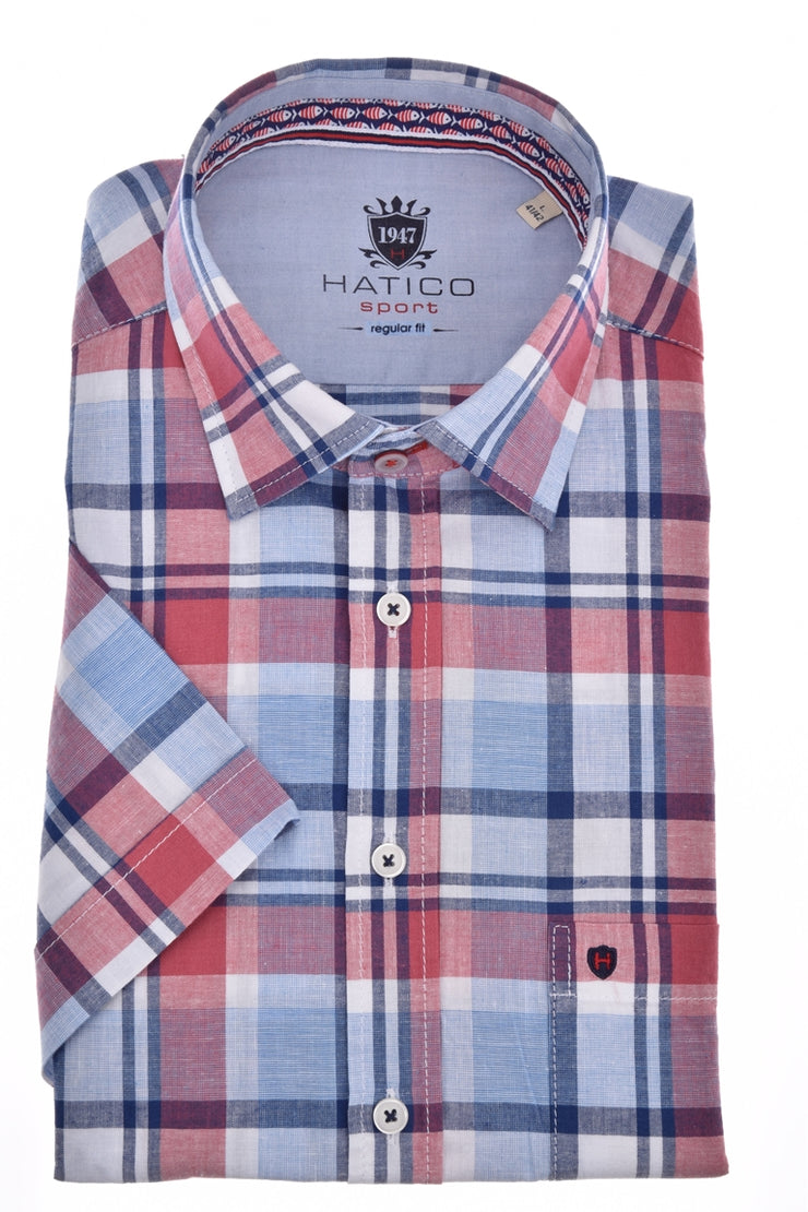 Hatico Short Sleeve Shirt Red Chequered