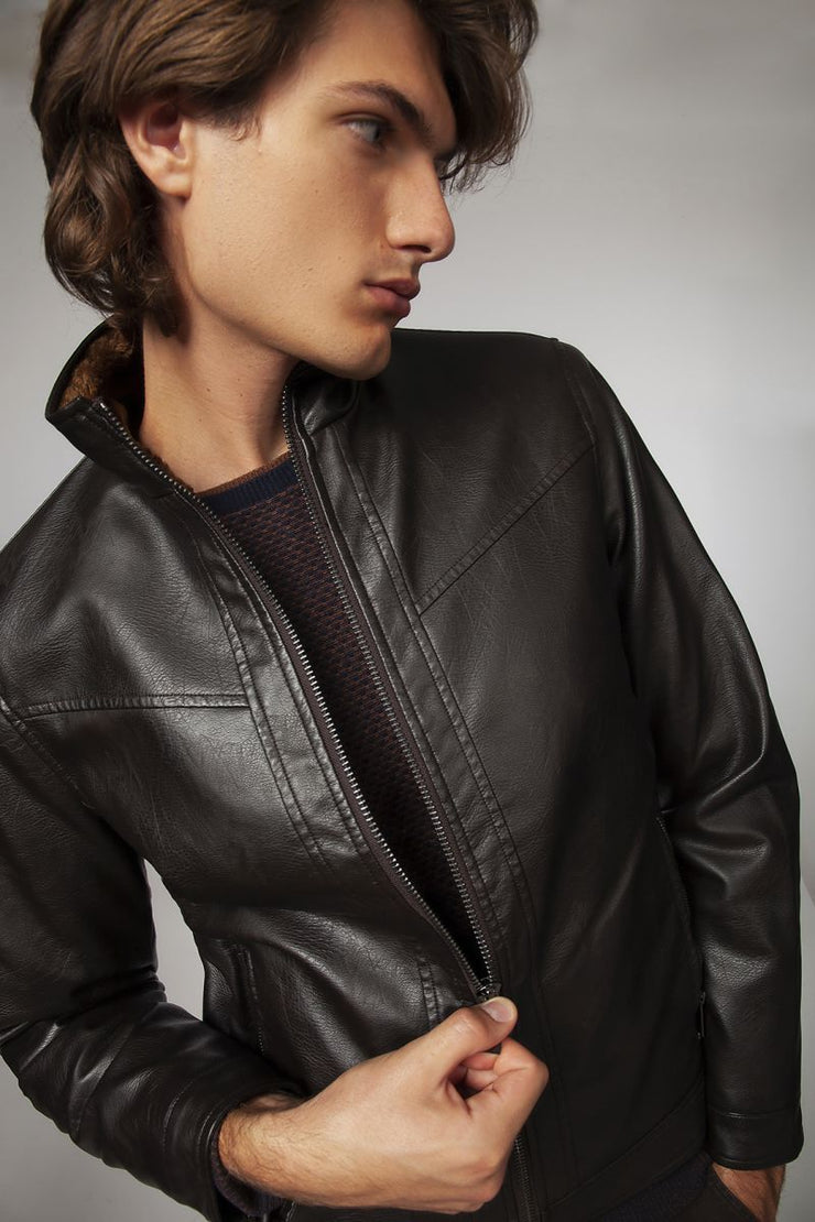 Markup Faux Leather Jacket Moro