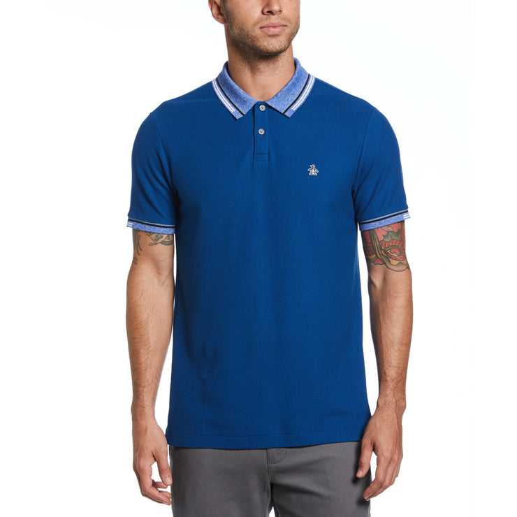 Abstract Stripe Tipping Polo Shirt